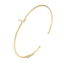 Letter L Браслеты на открытой манжете с прозрачным покрытием из латуни с микро-паве и кубическим цирконием, браслеты с крутящим моментом для женщин, реальный 18 k позолоченный, без свинца и без кадмия, Письмо L, внутренний диаметр: 1-7/8x2-1/4 дюйм (4.8x5.8 см)