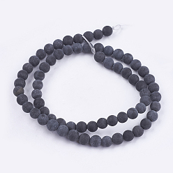 Black Natural Black Stone Bead Strands, Round, Black, 8mm, Hole: 1mm, about 46pcs/strand, 14.76 inch