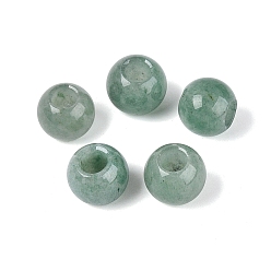 Green Aventurine Natural Green Aventurine European Beads, Smooth Round, Large Hole Beads, 12~12.5x10~11mm, Hole: 5mm