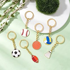 Mixed Shapes Брелок из эмалевого сплава, с железными разрезными брелоками, разнообразные, 78~82 мм, 6 шт / комплект