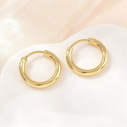 Настоящее золото 18K Круглые серьги-кольца из латуни, стойки покрытие, реальный 18 k позолоченный, 13.5x14x2 мм