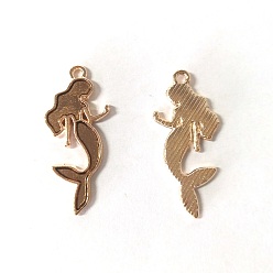 Темный Хаки Подвески из эмали и сплава, форма русалки, Темный хаки, 29x13x2 мм, отверстие : 1.5 мм