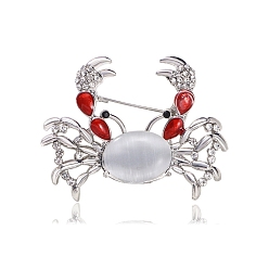 Белый Дым Броши со стразами из крабового сплава, Броши с морскими животными для рюкзака, серый, 42x55 мм