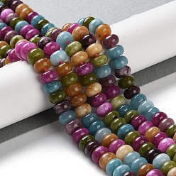 (52) Непрозрачная лаванда Природные окрашенные белого нефрита нитей бисера, рондель, разноцветные, 8~8.5x5 мм, отверстие : 1.2 мм, около 75 шт / нитка, 14.96'' (38 см)