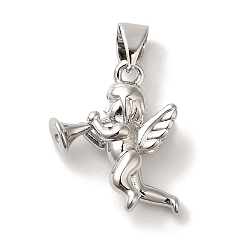Платина Стойки обшивки латунные подвески, без кадмия и без свинца, долговечный, ангел, платина, 19x14x5.5 мм, отверстие : 5x3.5 мм