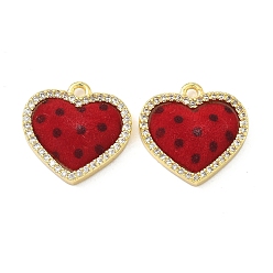 Сердце Латунные микро проложить кубического циркония подвески, со смолой и бархатом, долговечный, без кадмия и без свинца, стойки покрытие, реальный 18 k позолоченный, сердце, 16x17x5 мм, отверстие : 1.6 мм