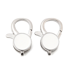Белый Плоские круглые латунные эмалированные застежки-карабины, без свинца и без кадмия, долговечный, стойки покрытие, платина, белые, 20x14x5.5 мм, отверстие : 1.5 мм