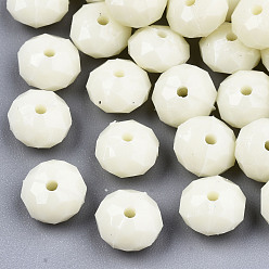 Светлый Золото-желтый Непрозрачные акриловые бусины, граненые, рондель, светлый золотарник желтый, 8x5 мм, Отверстие : 1.2 мм , около 2900 шт / 500 г