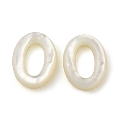 WhiteSmoke Natural White Shell Linking Ring, Oval, WhiteSmoke, 20x15.5x4mm, Inner Diameter: 12x6.5mm