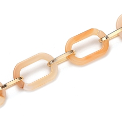 Фора Цепочки из акрила ручной работы, с алюминиевыми кабельными звеньями, для изготовления ювелирных изделий, золотой свет, оранжевые, ссылка: 22.5x15x3мм и 15x8x2мм, 39.37 дюйм (1 м) / прядь