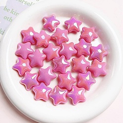 Ярко-Розовый Пластиковые бусины с УФ-покрытием, переливающаяся звезда, ярко-розовый, 22x22 мм, отверстие : 2.8 мм