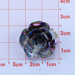 Flower Iridescent Opaque Resin Imitation Shell Cabochons, Black, Flower, 23x23mm