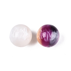 Средний Фиолетово-красный Прозрачные смоляные УФ-реактивные шарики, бусины, меняющие цвет, круглые, средне фиолетовый красный, 15.5~16 мм, отверстие : 2 мм