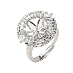 Платина Плоские круглые латунные микрофибриллы с регулируемыми кольцами, за половину пробурено бисера, стойки покрытие, долговечный, без свинца и без кадмия, платина, внутренний диаметр: 17.4 мм, лоток : 19x21.5 мм, штифты : 3x0.8 мм