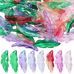(52) Непрозрачная лаванда 120 шт 8 цвета пластиковые подвески, перо, градиент цвета, разноцветные, 39.5x14x4.5 мм, отверстие : 1.6 мм, 15 шт / цвет