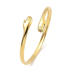 Золотой 304 открытые браслеты-манжеты из нержавеющей стали, объятие руки, золотые, внутренний диаметр: 2-1/8 дюйм (5.35 см)