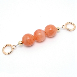 Chocolate ABS Pearl Beads Bag Extender Chains, with Light Gold Alloy Clasp, Chocolate, 145~146mm, Beads: 19.5mm and 9.5mm