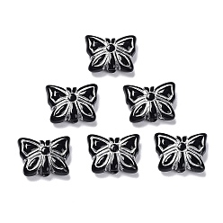 Черный Непрозрачные акриловые бусины, металла обвитые, бабочка, чёрные, 11x14.5x5 мм, отверстие : 1.8 мм, Около 740 шт / 500 г