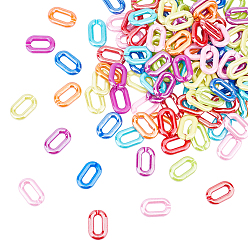 Mixed Color Opaque Acrylic Linking Rings, Quick Link Connectors, for Cable Chains Making, Pearlized, Oval, Mixed Color, 31x19.5x5.5mm, Inner Diameter: 19.5x7.5mm, 160pcs/set