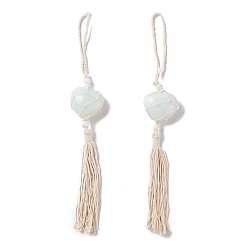 Opalite Opalite Pendant Decorations, with Acrylic Pearl Beads, Heart, 31~32cm
