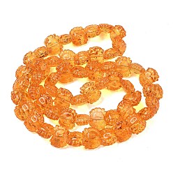 Dark Orange Electroplate Baking Paint Transparent Glass Beads Strands, Crab, Dark Orange, 13x16x8.5mm, Hole: 1.2mm, about 55pcs/strand, 24.41''(62cm)