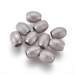 Stainless Steel Color 304 Stainless Steel Textured Beads, Oval, Stainless Steel Color, 6x5mm, Hole: 2.3mm