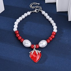 Платина Браслеты с подвесками из прозрачного кубического циркония из клубничной латуни с микропаве, браслеты из пластиковых жемчужных бусин для женщин, с эмалью, без кадмия и без свинца, долговечный, стойки покрытие, платина, 7-5/8 дюйм (19.4 см)