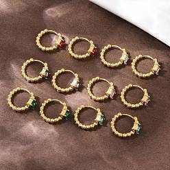 (52) Непрозрачная лаванда 304 квадратные серьги-кольца из нержавеющей стали, со стеклянными бусинами, ионное покрытие (ip), разноцветные, 13.5x16x5 мм