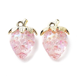 Pink Прозрачные акриловые подвески, клубника прелести, розовые, 32x23x14.5 мм, отверстие : 2.5 мм