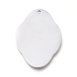 Stainless Steel Color Tarnish Resistant 304 Stainless Steel Pendants, Mirror Polished Finish, Stamping Blank Tag, Laser Cut, Oval, Stainless Steel Color, 23.5x17x0.8mm, Hole: 1.2mm