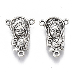 Antik Silber Farbe Tibetischen Stil Legierung Kronleuchter Komponente Links, 3 Loop-Anschlüsse, cadmiumfrei und bleifrei, Religion, heiliges Dreieck, Antik Silber Farbe, 21.5x15x5.5 mm, Bohrung: 1.2 mm, ca. 350 Stk. / 1000 g