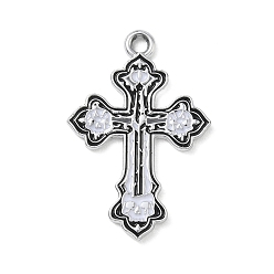 Cross Halloween Alloy Enamel Pendants, Platinum, Cross Charms, 29.5x19.5x1mm, Hole: 2mm