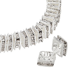 Серебро Латунь марки А горный хрусталь Spacer бисер, квадратный, без никеля , кристалл, серебряные, 5x5x2.5 мм, отверстие : 1 мм