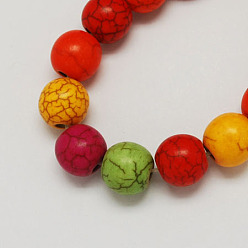 Mixed Color Synthetical Turquoise Beads Strands, Dyed, Round, Mixed Color, 8mm, Hole: 1mm