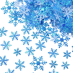 Темно-Голубой 6 сумки 3 стили пластиковое конфетти, снежинка, для празднования рождественской вечеринки, глубокое синее небо, 15~32x0.2 мм, 2 сумки / стиль