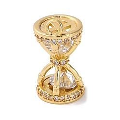 Настоящее золото 14K Ионное покрытие (ip) латунь микро паве кубический цирконий подвески, без кадмия, без никеля и без свинца, песочные часы-талисманы, реальный 14 k позолоченный, 19.5x10.5x10 мм, отверстие : 2 мм