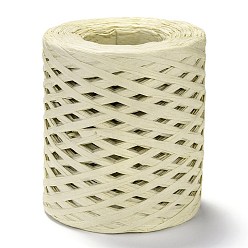 Бежевый Лента из рафии, упаковочная бумажная нить, для упаковки подарков, декорации для вечеринок, ремесло ткачество, бежевые, 3~4 мм, около 200 м / рулон