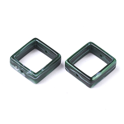 Dark Green Acrylic Bead Frame, Imitation Gemstone Style, Rectangle, Dark Green, 28x27x9.5mm, Hole: 1.5mm, about 160pcs/500g