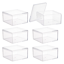 Прозрачный Прозрачные акриловые упаковочные коробки с крышкой, квадратный, прозрачные, 10x10x5.7 см