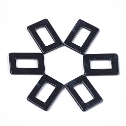 Black Acrylic Linking Rings, Imitation Gemstone Style, Rectangle, Black, 26x18x2.5mm, Hole: 16x8mm, about 560pcs/500g
