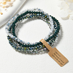 Темно-серый 4шт. набор из граненых круглых стеклянных бусин с гальваническим покрытием для женщин, темно-серый, 6-7/8 дюйм (17.5 см)