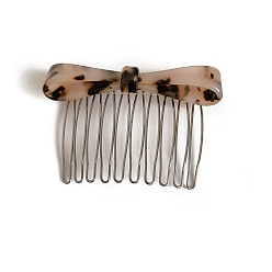 Желтая Старая Ткань  Ацетат целлюлозы (смола) аксессуары для волос, бантом, с металлическими гребнями для волос для женщин и девочек, старое кружево, 75x50 мм