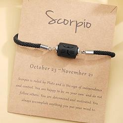 Скорпион 12 созвездия защита пластиковые колонны звенья браслеты, браслеты из нейлонового шнура для мужчин и женщин, с подарочной картой, Скорпион, периметр: 7-1/8~7-7/8 дюйм (18~20 см)