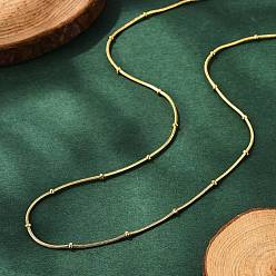 Золотой Ионное покрытие (ip) 304 ожерелья из змеиной цепи из нержавеющей стали, с 304 бусинами из нержавеющей стали и 304 застежками из нержавеющей стали, золотые, 17.7 дюйм (45 см), 1 мм