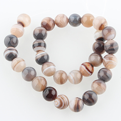 Natural Agate Dyed & Heated Natural Agate Round Beads Strands, Imitation Botswana Agate, 12mm, Hole: 1mm, about 33pcs/strand, 15.35