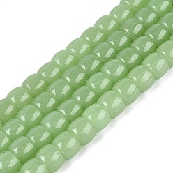 Темный Морско-зеленый Стеклянные бусины, имитация нефрита , колонка, темно-зеленый, 9.5~10x8 мм, отверстие : 1~1.2 мм, около 45~49 шт / нитка, 14.17~16.14 дюйм (36~41 см)