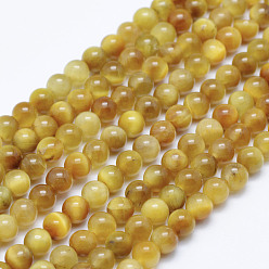 Tiger Eye Natural Tiger Eye Beads Strands, Round, 4mm, Hole: 0.5mm, about 91~92pcs/strand, 15.7 inch(40cm)