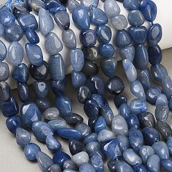 Синий Авантюрин Природные голубые авантюрин бисером пряди, самородки, упавший камень, окрашенная и подогревом, 7.5~10x8~12.5x4.5~7 мм, отверстие : 0.8~1 мм, около 19~22 шт / нитка, 7.60''~7.99'' (19.3~20.3 см)