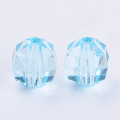Light Cyan Transparent Acrylic Beads, Faceted, Round, Light Cyan, 6x5.5mm, Hole: 1.3mm, about 4500pcs/500g
