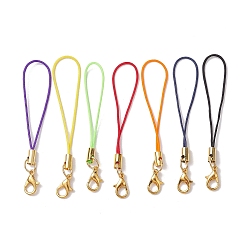 Mixed Color Nylon Mobile Straps, with Zinc Alloy Lobster Claw Clasps, Mixed Color, 6.5cm, about 7Pcs/Set